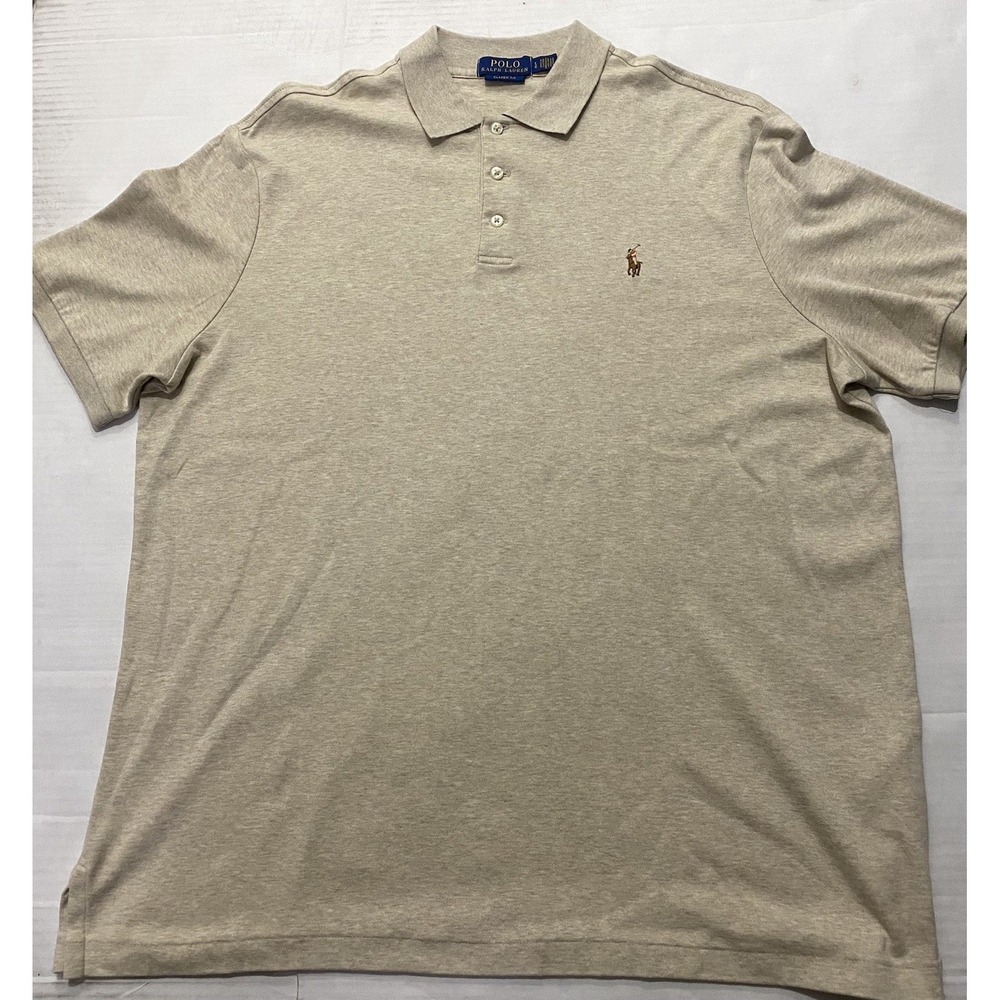 Polo Ralph Lauren Polo Shirt Light Brown Short Sleeve Stretch. Large